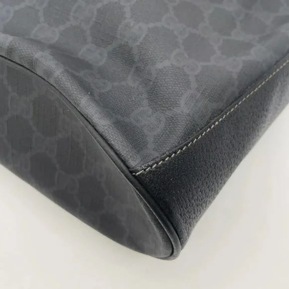 Auth WEEKEND DEAL GUCCI GG Sherry Line PVC Leather Black Drawstring Shoulder Bag - Picture 11 of 17